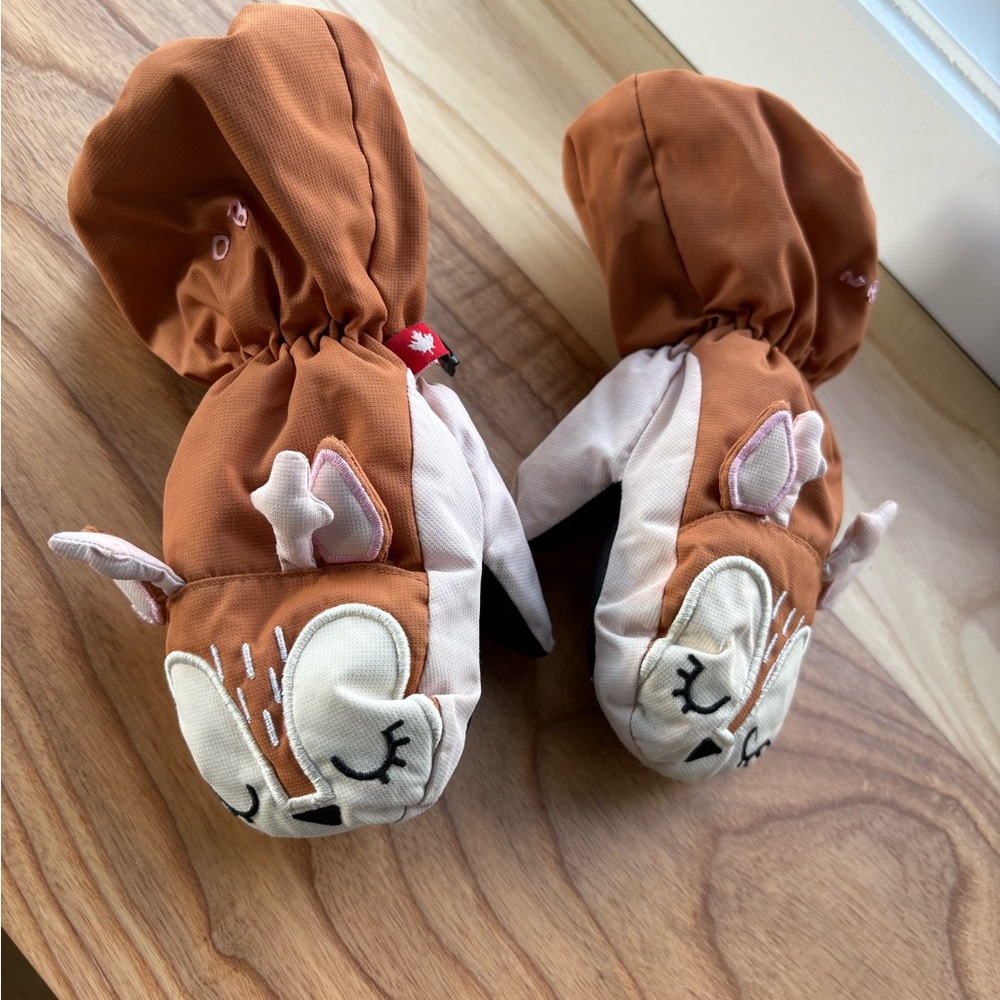 Charming Brown and Cream Kids Mittens